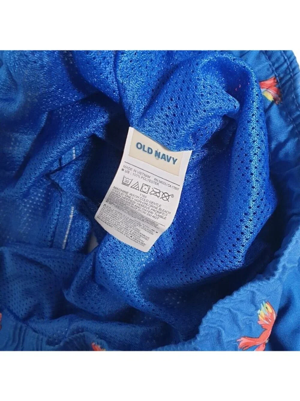 Old Navy Mens Large Swim Trunks Parrots Elastic Waist Mesh Lining Beach Summer